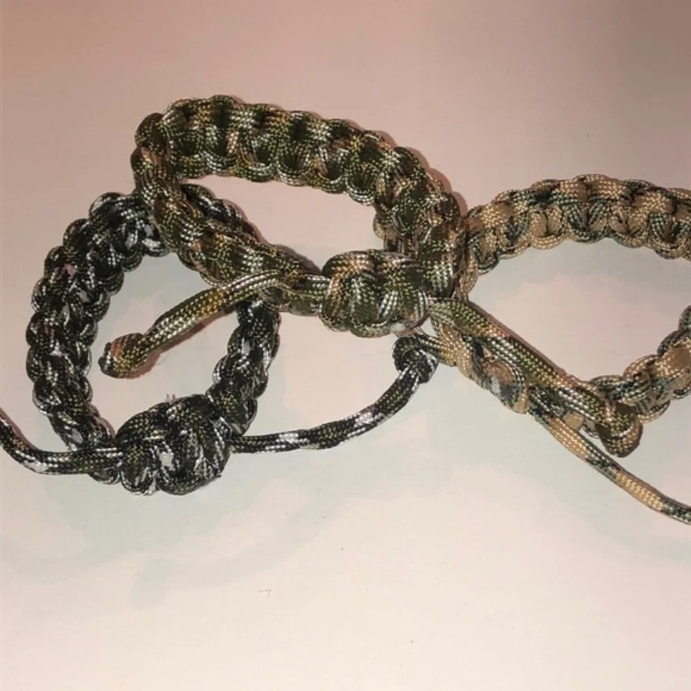 Lot Of 3 Paracord Braided Wrap Adjustable Bracelets